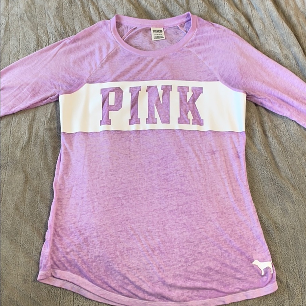 Pink lightweight/see through 3/4 sleeve t shirt